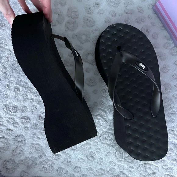 Black Platform Flip Flops - Picture 2 of 6